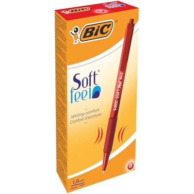 BIC Soft FeelClic Grip Penna a Sfera, a Scatto, Punta Media da 1,0mm, Confezione da 12 Pezzi, Colore Rosso BIC Soft FeelClic Grip Penna a Sfera, a Scatto, Punta Media da 1,0mm, Confezione da 12 Pezzi, Colore Rosso