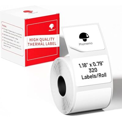 Phomemo Etichette multiuso quadrate, autoadesive, per M110/M120/M200/M220, 30 x 20 mm, rotolo da 300 etichette Phomemo Etichette multiuso quadrate, autoadesive, per M110/M120/M200/M220, 30 x 20 mm, rotolo da 300 etichette