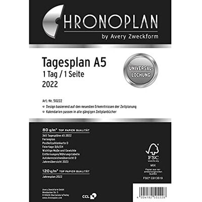 Avery Chronoplan 2022-Agenda giornaliera, formato A5 Avery Chronoplan 2022-Agenda giornaliera, formato A5