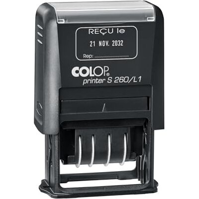 COLOP Timbro della data Printer S 260/L1 con testo "RECU le", lingua: francese (D01), colore: blu/rosso COLOP Timbro della data Printer S 260/L1 con testo "RECU le", lingua: francese (D01), colore: blu/rosso