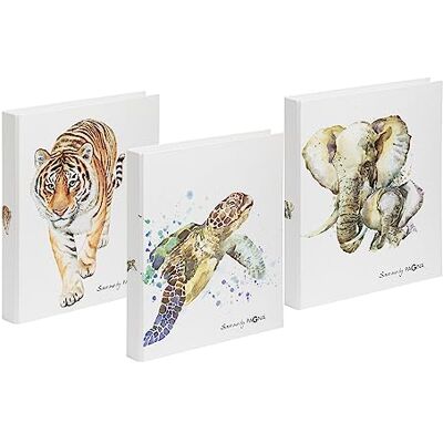 Pagna Confezione da 9 raccoglitori ad anelli, formato A4, con 3 tigri, 3 tartarughe e 3 elefanti Pagna Confezione da 9 raccoglitori ad anelli, formato A4, con 3 tigri, 3 tartarughe e 3 elefanti