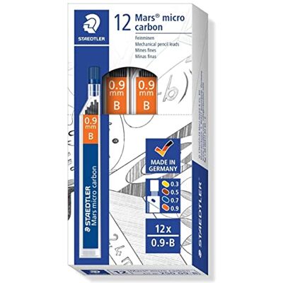 Staedtler 250 09-B Mina Sottile Micro, 0.9 mm B, 12 Pezzi Staedtler 250 09-B Mina Sottile Micro, 0.9 mm B, 12 Pezzi