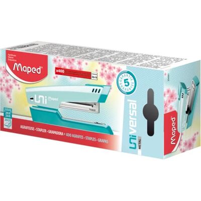 Maped Cucitrice universale in metallo Cucitura + chiodatura Compatibile con graffette n. 24/6 e 26/6 Capacità da 20 a 25 fogli Con 400 punti 26/6 Incluse Colore pastello Blu Maped Cucitrice universale in metallo Cucitura + chiodatura Compatibile con graffette n. 24/6 e 26/6 Capacità da 20 a 25 fogli Con 400 punti 26/6 Incluse Colore pastello Blu