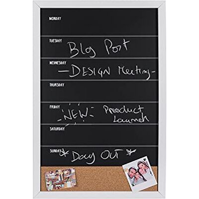 Bi-Office Lavagna Nera per Gesso Week Planner, 400 x 600 mm, Cornice Bianca Bi-Office Lavagna Nera per Gesso Week Planner, 400 x 600 mm, Cornice Bianca