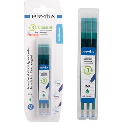 Pryma Reset Penna Cancellabile Termica Ricaricabile 0,7 mm – Inchiostro Gel con Clip, Include Ricariche, Ideale per Scuola e Ufficio (Verde) Pryma Reset Penna Cancellabile Termica Ricaricabile 0,7 mm – Inchiostro Gel con Clip, Include Ricariche, Ideale per Scuola e Ufficio (Verde)