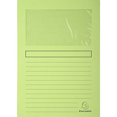 Exacompta Bahia Pack di 100 cartelle con finestra traslucido 22x31 verde chiaro Exacompta Bahia Pack di 100 cartelle con finestra traslucido 22x31 verde chiaro