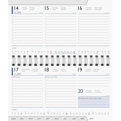 BRUNNEN Calendario di ricambio settimanale, modello 755 (2025), 2 pagine = 1 settimana, A6 orizzontale, 144 pagine, bianco BRUNNEN Calendario di ricambio settimanale, modello 755 (2025), 2 pagine = 1 settimana, A6 orizzontale, 144 pagine, bianco
