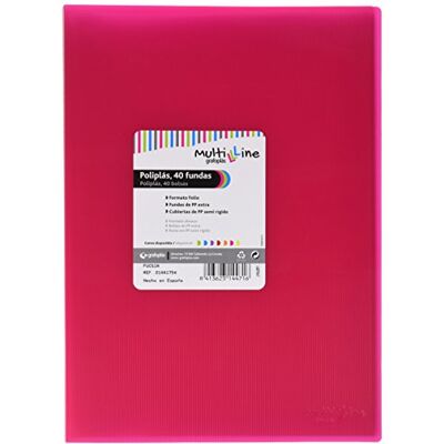 Grafoplás Grafoplas – Cartella di 40 tasche, formato protocollo, Copertina in PP, colore: fucsia Grafoplás Grafoplas – Cartella di 40 tasche, formato protocollo, Copertina in PP, colore: fucsia