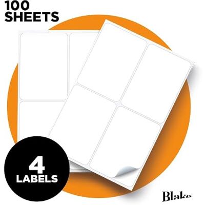 Blake Purely Everday Etichette autoadesive per foglio A4, 400 etichette, 100 fogli, compatibili con stampanti laser e a getto d'inchiostro, etichette per spedizione indirizzi, forniture Blake Purely Everday Etichette autoadesive per foglio A4, 400 etichette, 100 fogli, compatibili con stampanti laser e a getto d'inchiostro, etichette per spedizione indirizzi, forniture