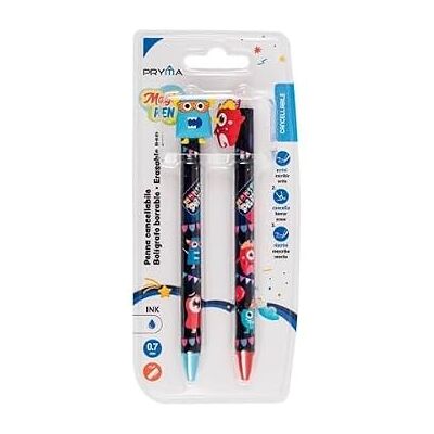 Pryma Magic Pen – Set 2 Penne a Sfera Cancellabili 0,7 mm – Inchiostro Blu Cancellabile – Scrittura Fluida e Precisa (Fantasia Mostri) Pryma Magic Pen – Set 2 Penne a Sfera Cancellabili 0,7 mm – Inchiostro Blu Cancellabile – Scrittura Fluida e Precisa (Fantasia Mostri)