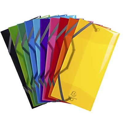 Exacompta Rif. 55770E Cartone da 10 camicie con elastici Iderama PP buste a 3 alette in PP semitraslucido e glossy dim 12 x 23,5 cm per documenti in formato orizzontale colori assortiti Exacompta Rif. 55770E Cartone da 10 camicie con elastici Iderama PP buste a 3 alette in PP semitraslucido e glossy dim 12 x 23,5 cm per documenti in formato orizzontale colori assortiti