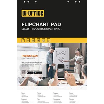 Bi-Office Blocco Per Lavagna di Carta Euro, Bianca, 50 Fogli per Blocco, Lato Superiore Perforato, 80 g/mq, Confezione da 5 Bi-Office Blocco Per Lavagna di Carta Euro, Bianca, 50 Fogli per Blocco, Lato Superiore Perforato, 80 g/mq, Confezione da 5