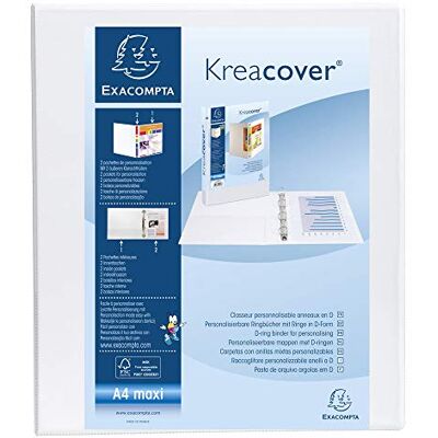 Exacompta 51943E 1 Raccoglitore Personalizzabile Kreacover 4 Anelli a D 40 mm Copertina Foderata PP con Tasca Fronte/Dorso Dorso 64 mm F.to Esterno 28.5x32 cm per A4 Maxi Bianco Exacompta 51943E 1 Raccoglitore Personalizzabile Kreacover 4 Anelli a D 40 mm Copertina Foderata PP con Tasca Fronte/Dorso Dorso 64 mm F.to Esterno 28.5x32 cm per A4 Maxi Bianco