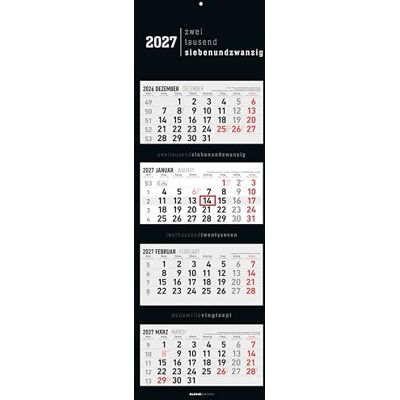 Alpha 4-Monatskalender Black 2027: Wandkalender 33x100 cm mit 4 Monaten im Überblick, Datumsschieber, Jahresübersicht, Schulferien, faltbar, für Büro & Homeoffice Alpha 4-Monatskalender Black 2027: Wandkalender 33x100 cm mit 4 Monaten im Überblick, Datumsschieber, Jahresübersicht, Schulferien, faltbar, für Büro & Homeoffice