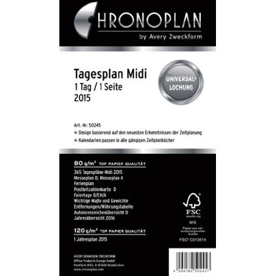 Avery Chronoplan Agenda giornaliera Midi, 1 giorno/1 pagina, 2015, 1 pezzo, bianco Avery Chronoplan Agenda giornaliera Midi, 1 giorno/1 pagina, 2015, 1 pezzo, bianco