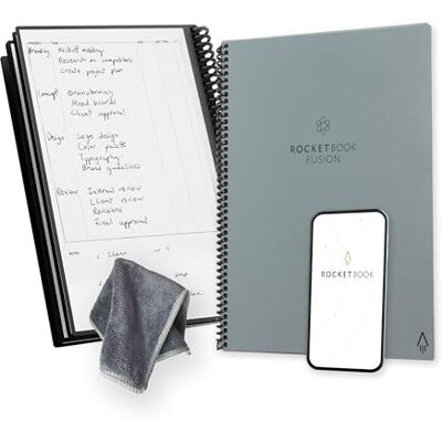 Rocketbook Fusion Planner Agenda Appunti Digitale Riutilizzabile, Formato Letter 21 cm x 29,7 cm, Grigio Calendario Mensile e Settimanale, To-Do List Giornaliera, Pagine a Righe e Puntinate Rocketbook Fusion Planner Agenda Appunti Digitale Riutilizzabile, Formato Letter 21 cm x 29,7 cm, Grigio Calendario Mensile e Settimanale, To-Do List Giornaliera, Pagine a Righe e Puntinate
