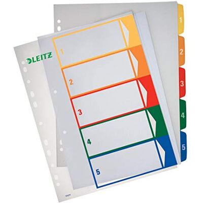 Leitz Numeric Tab Indice polipropilene (PP) Blu, Verde, Rosso, Giallo intercalare – Divisori intercalare (Numeric Tab Indice, Polipropilene (PP), Blu, Verde, Arancione, Rosso, Giallo, A4, 255 mm, 2 mm) Leitz Numeric Tab Indice polipropilene (PP) Blu, Verde, Rosso, Giallo intercalare – Divisori intercalare (Numeric Tab Indice, Polipropilene (PP), Blu, Verde, Arancione, Rosso, Giallo, A4, 255 mm, 2 mm)