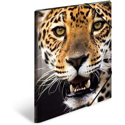 HERMA Cartellina portadocumenti, formato DIN A3, in plastica resistente, con alette interne stampate ed elastico, per bambini, ragazzi e ragazze, motivo: leopardo HERMA Cartellina portadocumenti, formato DIN A3, in plastica resistente, con alette interne stampate ed elastico, per bambini, ragazzi e ragazze, motivo: leopardo