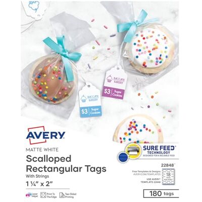 Avery TAG,SCALLOP,180PK,PRNT,WH Avery TAG,SCALLOP,180PK,PRNT,WH