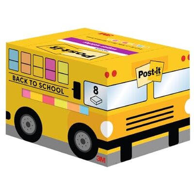 Post-It Super Sticky Notes, Back to School Bus 8 Blocchetti, 90 Fogli per Blocco, 63,5 mm x 76 mm Foglietti Adesivi Super Resistenti in Vari Colori, Regali Scolastici per Studenti e Insegnanti Post-It Super Sticky Notes, Back to School Bus 8 Blocchetti, 90 Fogli per Blocco, 63,5 mm x 76 mm Foglietti Adesivi Super Resistenti in Vari Colori, Regali Scolastici per Studenti e Insegnanti