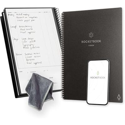 Rocketbook Fusion Planner Agenda Appunti Digitale Riutilizzabile, Formato Letter 21 cm x 29,7 cm, Nero Obiettivi, Calendario Mensile e Settimanale, To-Do List Giornaliera, Pagine a Righe e Puntinate Rocketbook Fusion Planner Agenda Appunti Digitale Riutilizzabile, Formato Letter 21 cm x 29,7 cm, Nero Obiettivi, Calendario Mensile e Settimanale, To-Do List Giornaliera, Pagine a Righe e Puntinate