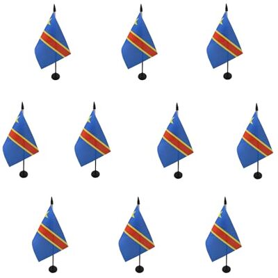 AZ FLAG Set da 10 Bandiere da Tavolo Repubblica Democratica del 15x10 cm Repubblica Democratica del Congo Uso interno bandiera da tavolo congolese finitura cucita e bordi rinforzati poliestere 100D AZ FLAG Set da 10 Bandiere da Tavolo Repubblica Democratica del 15x10 cm Repubblica Democratica del Congo Uso interno bandiera da tavolo congolese finitura cucita e bordi rinforzati poliestere 100D