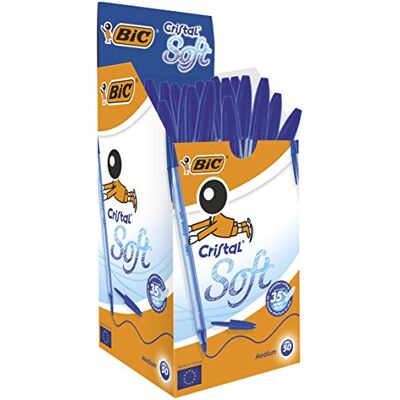 BIC Cristal Soft, Penne Blu a Sfera, Punta Media (1.2 mm), Confezione da 50 Penne, Fornitura Cancelleria Scuola e Ufficio BIC Cristal Soft, Penne Blu a Sfera, Punta Media (1.2 mm), Confezione da 50 Penne, Fornitura Cancelleria Scuola e Ufficio
