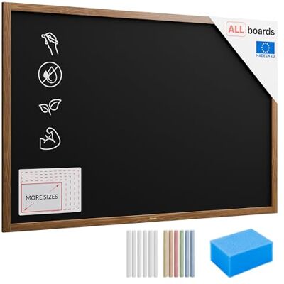 ALLboards Lavagna Nera da Gesso Con Cornice in Legno 150x100cm, Scrivibile Con Gessetti e Pennarelli, Per Bar, Ristoranti, Menu Da Parete e Muro ALLboards Lavagna Nera da Gesso Con Cornice in Legno 150x100cm, Scrivibile Con Gessetti e Pennarelli, Per Bar, Ristoranti, Menu Da Parete e Muro