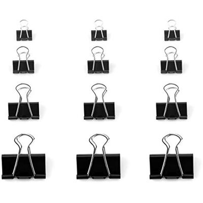D.RECT Set di 48 Clip Pieghevoli in Metallo – Clip Ferma Carta 4 Misure (15/19/25/32 mm) – Fermagli Neri per Carta e Documenti – Confezione Multiuso per Ufficio, Casa e Scuola D.RECT Set di 48 Clip Pieghevoli in Metallo – Clip Ferma Carta 4 Misure (15/19/25/32 mm) – Fermagli Neri per Carta e Documenti – Confezione Multiuso per Ufficio, Casa e Scuola