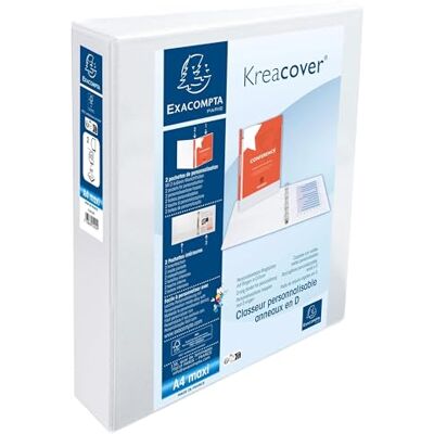 Exacompta Rif. 51924E Cartone da 10 raccoglitori personalizzabili, 2 tasche, 2 anelli a D da 50 mm, dorso 75 mm, dimensioni esterne: 32 x 29,5 cm, formato A4 Maxi bianco Exacompta Rif. 51924E Cartone da 10 raccoglitori personalizzabili, 2 tasche, 2 anelli a D da 50 mm, dorso 75 mm, dimensioni esterne: 32 x 29,5 cm, formato A4 Maxi bianco