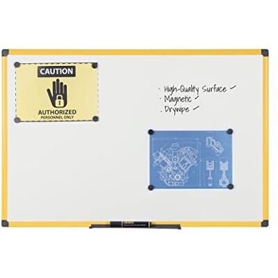 Bi-Office Lavagna Bianca Magnetica Ultrabrite, Con Cornice In Aluminio Giallo, Robusta Lavagna Ad Alta Visibilità, 90 x 60 cm Bi-Office Lavagna Bianca Magnetica Ultrabrite, Con Cornice In Aluminio Giallo, Robusta Lavagna Ad Alta Visibilità, 90 x 60 cm