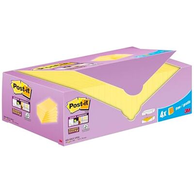 Post-It Foglietti Super Sticky, Canary Yellow, 76 mm x 127 mm, 90 Fogli/Blocchetto, 24 Blocchetti/Confezione, Confezione in Cartoncino Post-It Foglietti Super Sticky, Canary Yellow, 76 mm x 127 mm, 90 Fogli/Blocchetto, 24 Blocchetti/Confezione, Confezione in Cartoncino