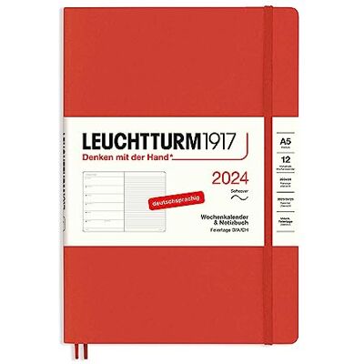 LEUCHTTURM1917 Agenda settimanale e taccuino medio (A5) 2024, copertina morbida, Fox Red, tedesco, 12 mesi LEUCHTTURM1917 Agenda settimanale e taccuino medio (A5) 2024, copertina morbida, Fox Red, tedesco, 12 mesi