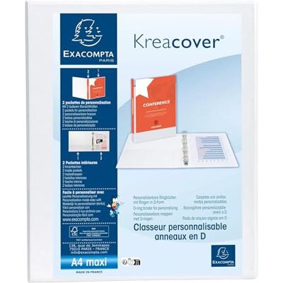 Exacompta Rif. 51921E Cartone da 10 raccoglitori personalizzabili, 2 tasche, 2 anelli a D da 20 mm, dorso 38 mm, dimensioni esterne: 32 x 27,3 cm, formato A4 Maxi bianco Exacompta Rif. 51921E Cartone da 10 raccoglitori personalizzabili, 2 tasche, 2 anelli a D da 20 mm, dorso 38 mm, dimensioni esterne: 32 x 27,3 cm, formato A4 Maxi bianco