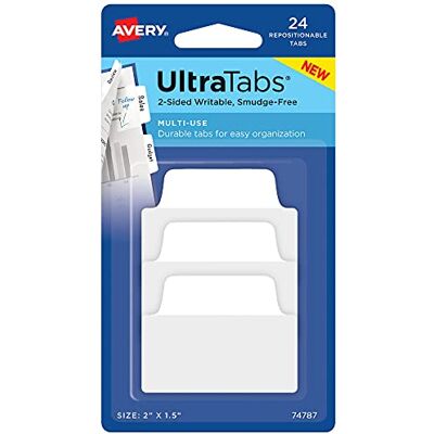 Avery Multiuse Ultra Tabs, 2" x 1.5", 2-Side Writable, White, 24 Repositionable Tabs () Avery Multiuse Ultra Tabs, 2" x 1.5", 2-Side Writable, White, 24 Repositionable Tabs ()