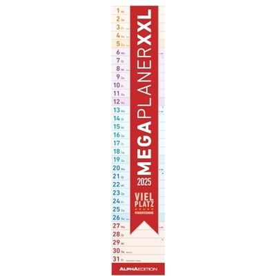 Alpha Megaplaner XXL 2025, calendario a strisce, 17 x 85 cm, calendario familiare con una colonna, molto spazio per appunti, fasi lunari, calendario tedesco e date di vacanza DE/AT/CH Alpha Megaplaner XXL 2025, calendario a strisce, 17 x 85 cm, calendario familiare con una colonna, molto spazio per appunti, fasi lunari, calendario tedesco e date di vacanza DE/AT/CH