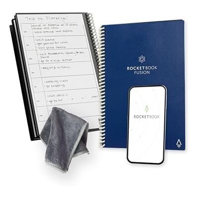 Rocketbook Fusion Planner Agenda Appunti Digitale Riutilizzabile, Formato Executive 15 cm x 22,4 cm, Blu Navy Calendario Mensile e Settimanale, To-Do List Giornaliera, Pagine a Righe e Puntinate Rocketbook Fusion Planner Agenda Appunti Digitale Riutilizzabile, Formato Executive 15 cm x 22,4 cm, Blu Navy Calendario Mensile e Settimanale, To-Do List Giornaliera, Pagine a Righe e Puntinate