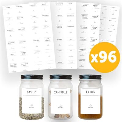 Avery Confezione da 96 etichette Minimaliste per barattoli Pronte all'uso, formato rettangolare 3,7cm x 4,5cm Avery Confezione da 96 etichette Minimaliste per barattoli Pronte all'uso, formato rettangolare 3,7cm x 4,5cm