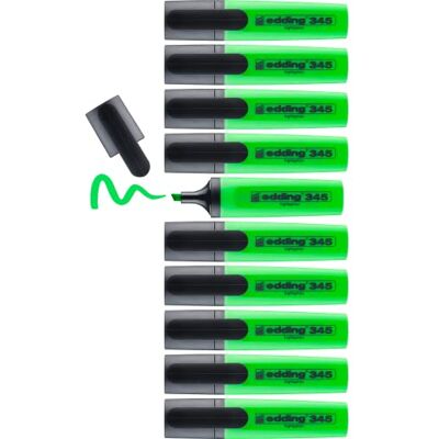 Edding 345 Evidenziatore Verde chiaro 10 penne Punta smussata 2-5 mm perfetta per marcature ed evidenziazioni luminose di testi e note Edding 345 Evidenziatore Verde chiaro 10 penne Punta smussata 2-5 mm perfetta per marcature ed evidenziazioni luminose di testi e note