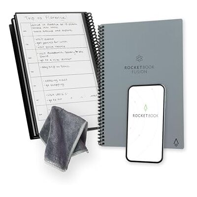 Rocketbook Fusion Planner Agenda Appunti Digitale Riutilizzabile, Formato Executive 15 cm x 22,4 cm, Grigio Calendario Mensile e Settimanale, To-Do List Giornaliera, Pagine a Righe e Puntinate Rocketbook Fusion Planner Agenda Appunti Digitale Riutilizzabile, Formato Executive 15 cm x 22,4 cm, Grigio Calendario Mensile e Settimanale, To-Do List Giornaliera, Pagine a Righe e Puntinate