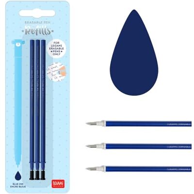 Legami Refill per Penna Gel Cancellabile, Set 3 Pezzi, Altezza 13 cm, Inchiostro Termosensibile Blu, Punta 0,7 mm Legami Refill per Penna Gel Cancellabile, Set 3 Pezzi, Altezza 13 cm, Inchiostro Termosensibile Blu, Punta 0,7 mm