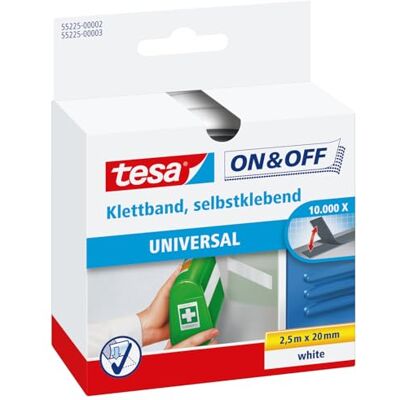 Tesa On & Off Nastro Autoadesivo Universale Nastro Adesivo a Strappo per il Fissaggio Veloce di Oggetti Domestici Leggeri Bianco, 2 cm x 250 cm Tesa On & Off Nastro Autoadesivo Universale Nastro Adesivo a Strappo per il Fissaggio Veloce di Oggetti Domestici Leggeri Bianco, 2 cm x 250 cm