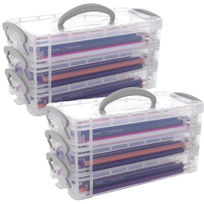 ASelected 2 scatole portapenne, 3 animali, impilabili, con chiusura a scatto, 20,5 x 10 x 10,5 cm, organizer per cancelleria, per forniture di arte, cosmetici, parti degli attrezzi ASelected 2 scatole portapenne, 3 animali, impilabili, con chiusura a scatto, 20,5 x 10 x 10,5 cm, organizer per cancelleria, per forniture di arte, cosmetici, parti degli attrezzi