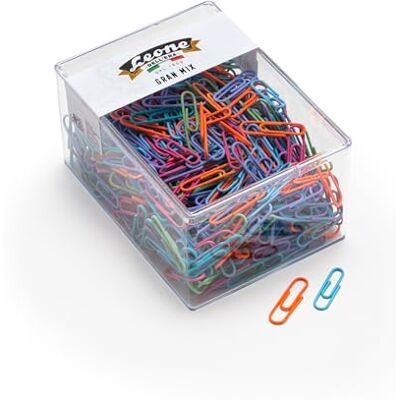 Dell Fermagli "Gran Mix" dimensioni miste in Scatola trasparente, 250 g., Colorati Plastificati Dell Fermagli "Gran Mix" dimensioni miste in Scatola trasparente, 250 g., Colorati Plastificati