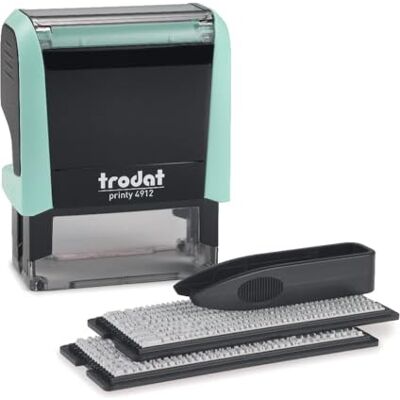 Trodat Timbro Verde Pastello Autoinchiostrante Autocomponibile Fai-Da-Te Printy 4912 Typo, 47x18 mm, Max 4 Righe, Inclusa Cartuccia Inchiostro Nero, con Pinzetta e 2 Set di Caratteri, Icone e Numeri Trodat Timbro Verde Pastello Autoinchiostrante Autocomponibile Fai-Da-Te Printy 4912 Typo, 47x18 mm, Max 4 Righe, Inclusa Cartuccia Inchiostro Nero, con Pinzetta e 2 Set di Caratteri, Icone e Numeri