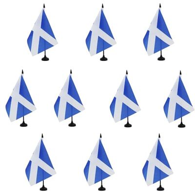 AZ FLAG Set da 10 Bandiere da Tavolo Scozia 21x14 cm Base Plastica AZ FLAG Set da 10 Bandiere da Tavolo Scozia 21x14 cm Base Plastica