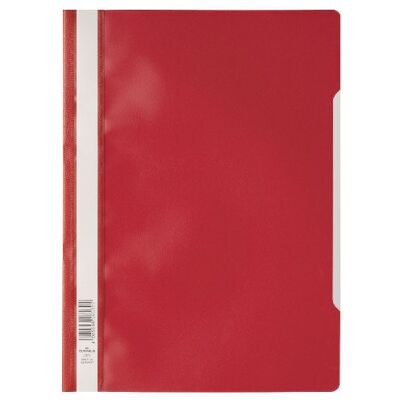 Durable Cartellina ad Aghi Clear View, Formato A4, Fronte Trasparente e Retro Colorato, Etichetta Longitudinale, Rosso, Confezione da 50 Pezzi Durable Cartellina ad Aghi Clear View, Formato A4, Fronte Trasparente e Retro Colorato, Etichetta Longitudinale, Rosso, Confezione da 50 Pezzi