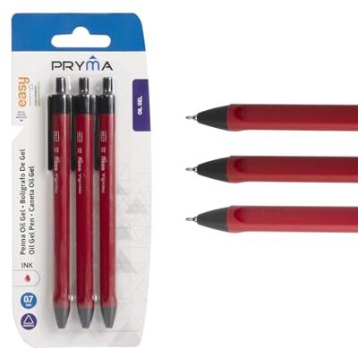 Pryma Penna Oil Gel – Set 3 Pezzi, Punta 0,7 mm, Scrittura Fluida e Precisa, Ideale per Scuola, Ufficio e Uso Quotidiano Pryma Penna Oil Gel – Set 3 Pezzi, Punta 0,7 mm, Scrittura Fluida e Precisa, Ideale per Scuola, Ufficio e Uso Quotidiano