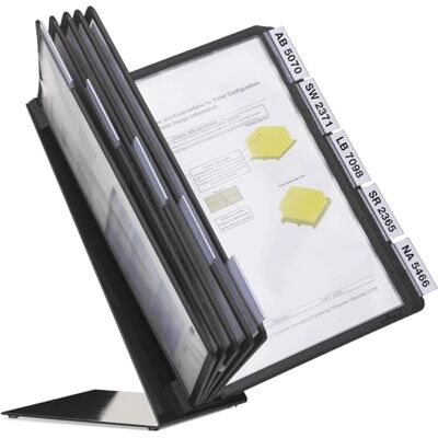 Durable Vario Table 10, Leggio da Tavolo, 10 Pannelli, Formato A4, Cavalierini Rimovibili, Nero Durable Vario Table 10, Leggio da Tavolo, 10 Pannelli, Formato A4, Cavalierini Rimovibili, Nero