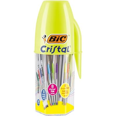 BIC Megatubo, Set Penne a Sfera Colorate Cristal Original (Punta 1mm), Cristal Fun e Fluo (Punta 1.6mm), Cancelleria Scuola e Casa, Idea Regalo, 20 Unità BIC Megatubo, Set Penne a Sfera Colorate Cristal Original (Punta 1mm), Cristal Fun e Fluo (Punta 1.6mm), Cancelleria Scuola e Casa, Idea Regalo, 20 Unità